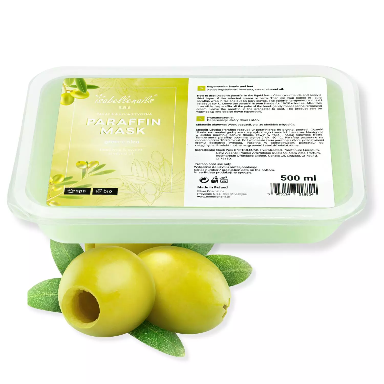 isabellenails parafina kosmetyczna zielona oliwka 500 ml